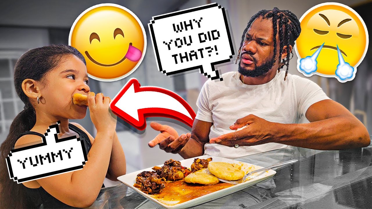 4Yr Old Daughter Put Her Hand In Dad's Food While he's Eating * Bad Idea *