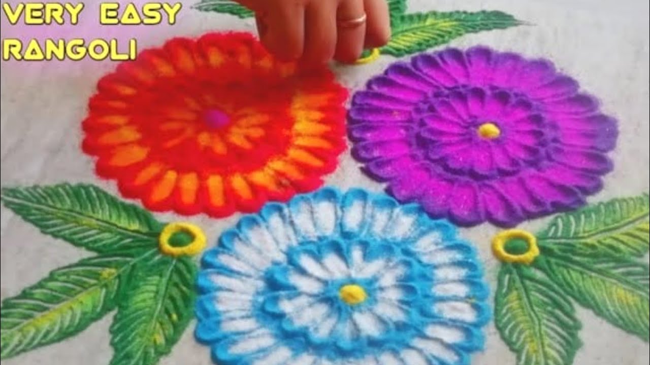 Latest flower rangoli design | Stress relief rangoli | latest rangoli video