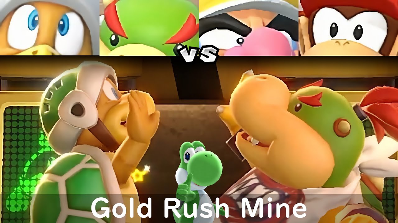 Super Mario Party Hammer Bro and Bowser Jr vs Wario and DK #133 Gold Rush Mine