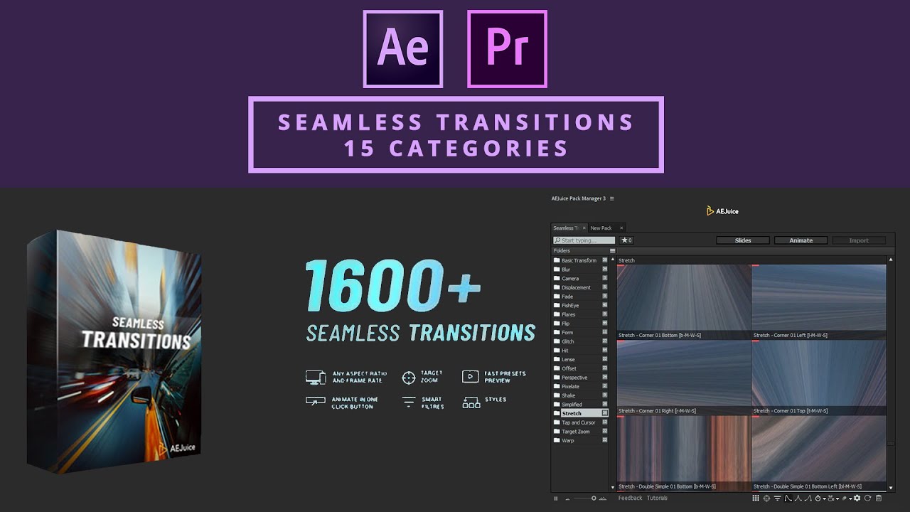 1600+ Seamless Transitions for After Effects | Giveaway | Full Review |