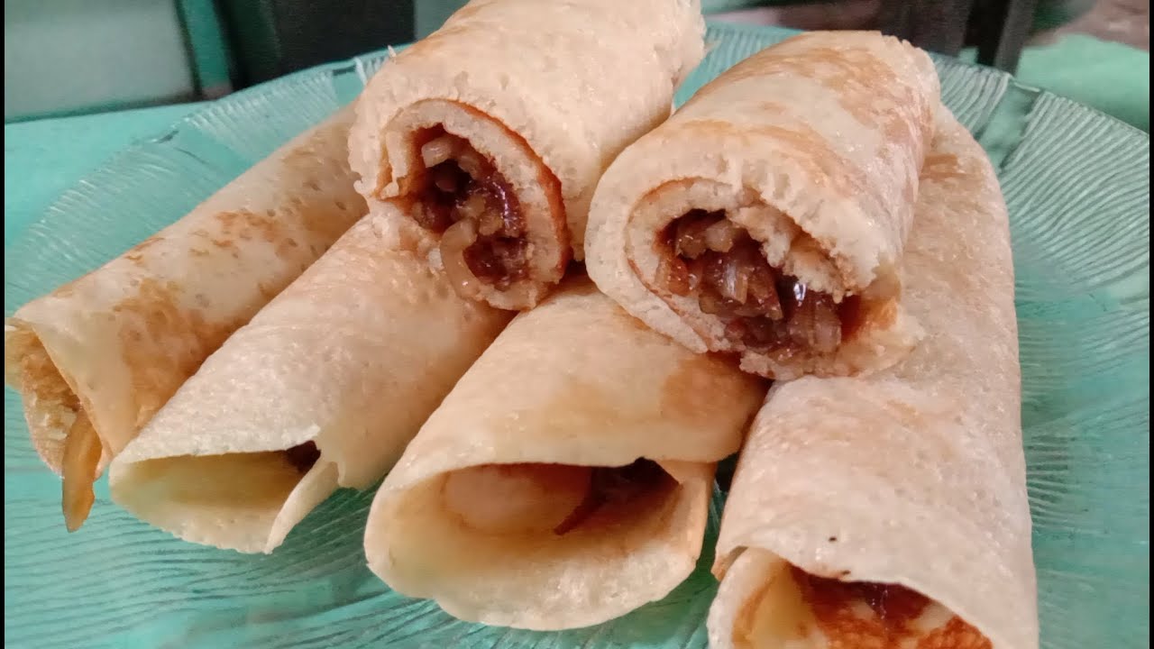 Pancake roll with coconut filling