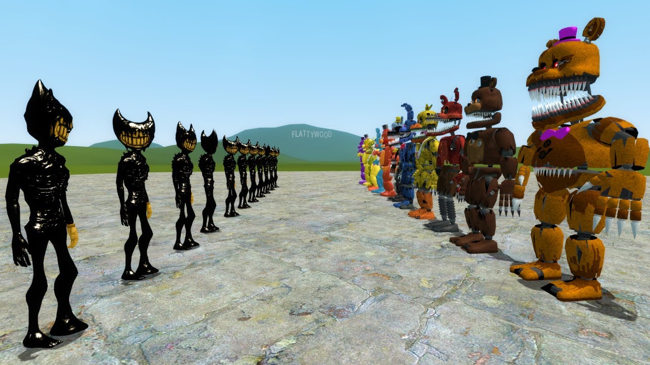 BENDY AND THE INK MACHINE VS FNAF ANIMATRONICS!! Garry's Mod Sandbox