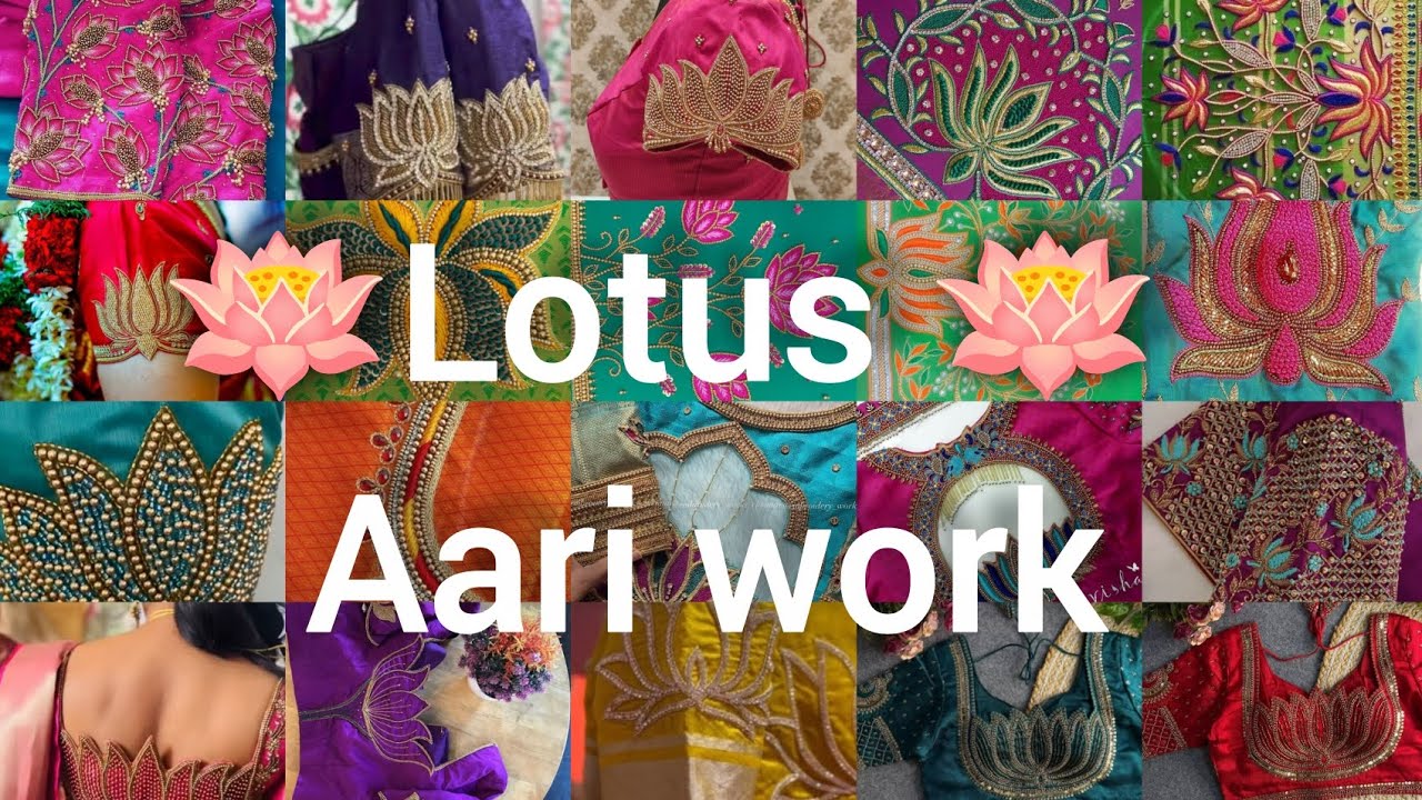 Lotus flower Aari wrok blouse design, 🪷🪷🪷🪷#aariwork #lotus #new @Msdesinger 🪷🪷🪷