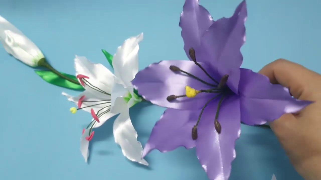 How to make Lily flowers by satin ribbon