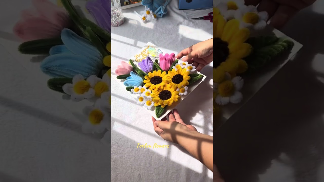 Tulips Sunflower in frame 🌿🌷🌻