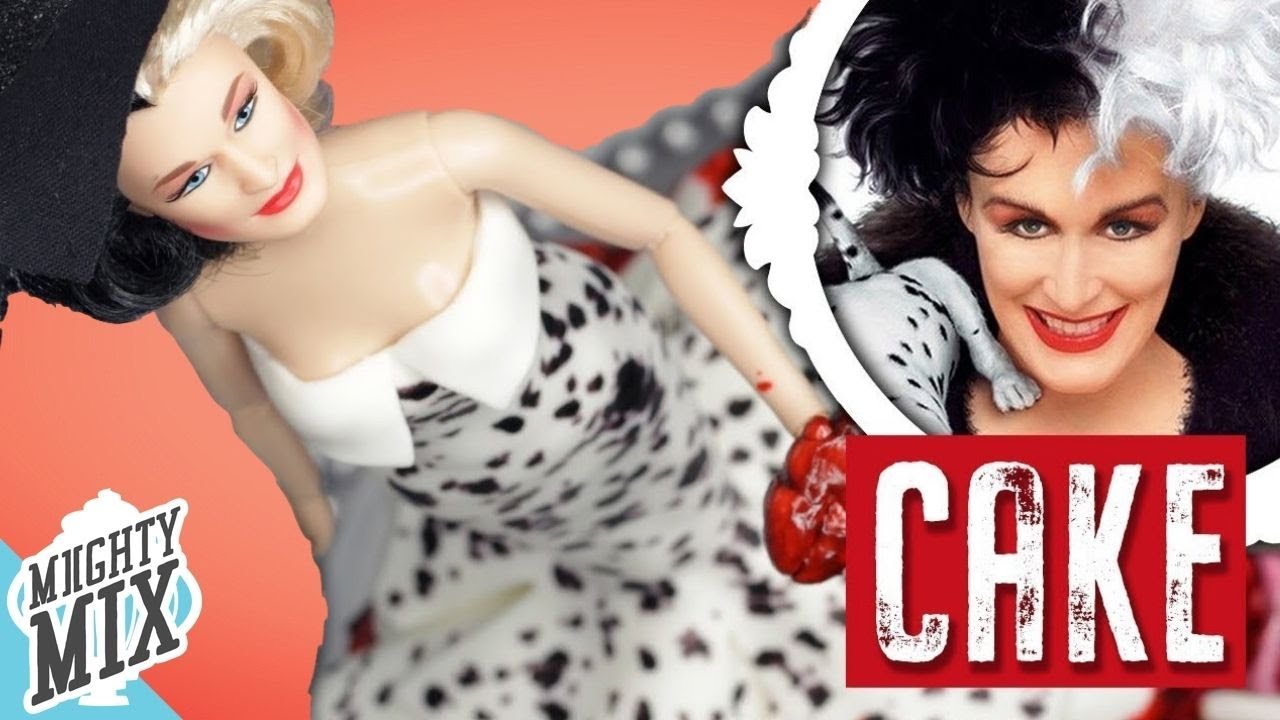 Glenn Close Cruella de Vil Doll Cake | 101 dalmatians (1996) cake MiightyMix