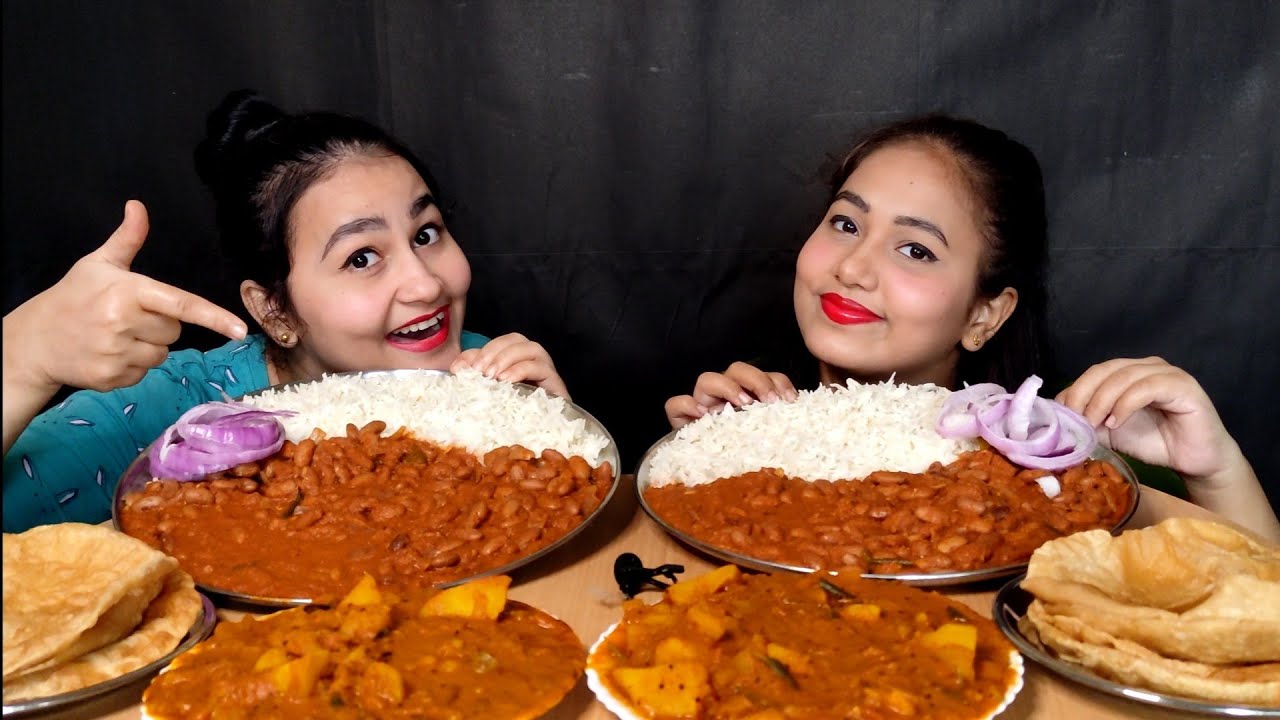 Rajma,Chawal, Aloo ki sabzi, Puri 😋😋 eating challenge II mukbang+asmr II punishment🤯