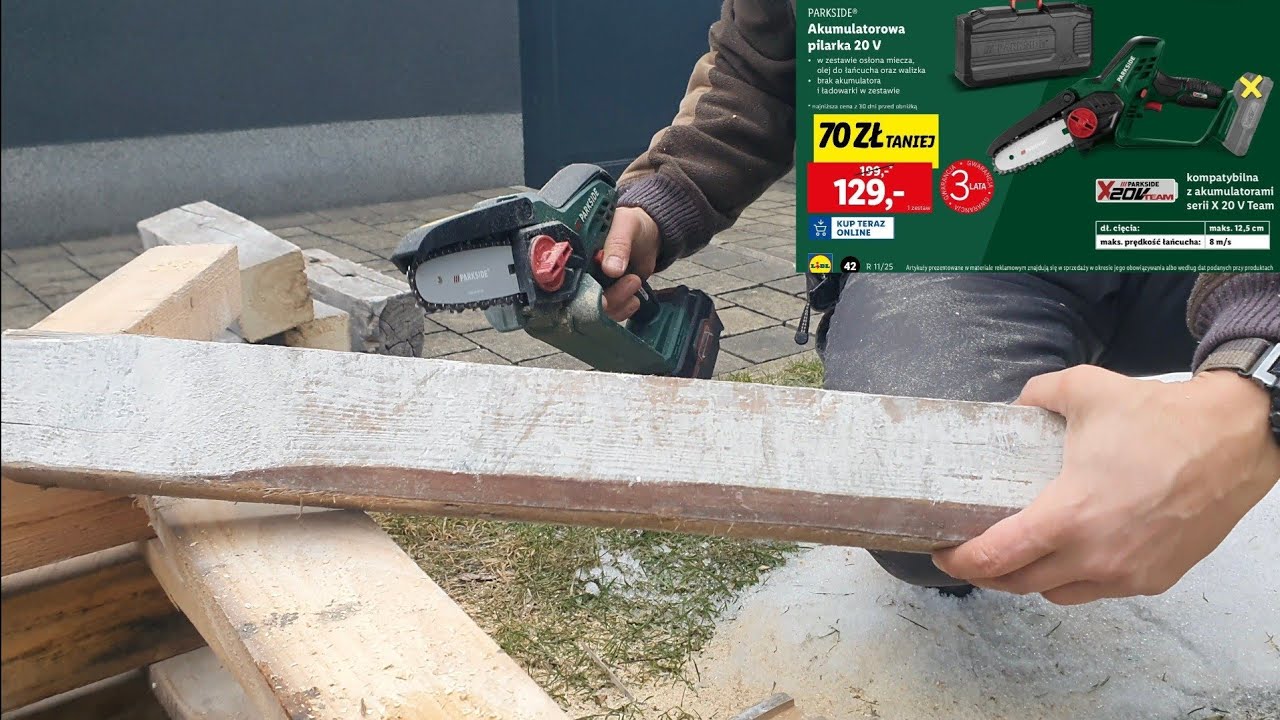 Watro czy malutka pilarka piła parkside da radę 12,5cm gąłęzi,akumulator 20V 129pln