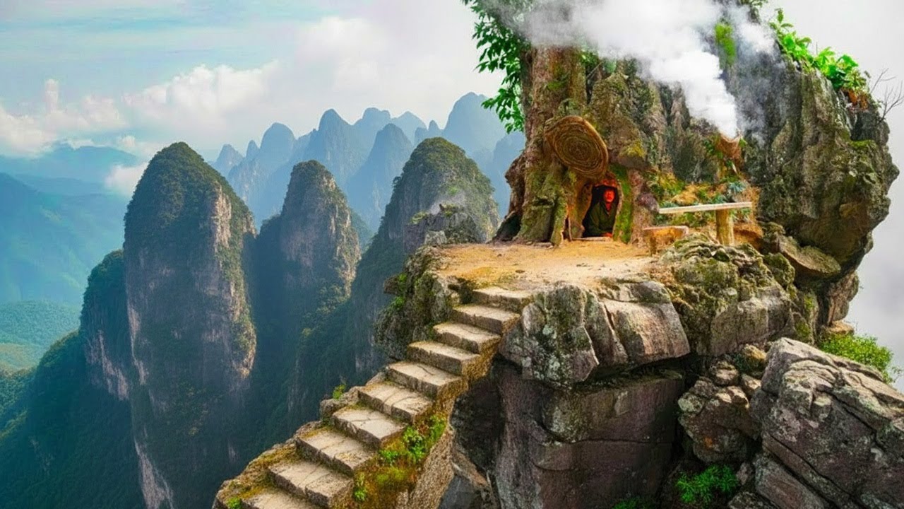 Build a warm shelter inside the large rock, fireplace, cooking, overnight / From Start To Finish