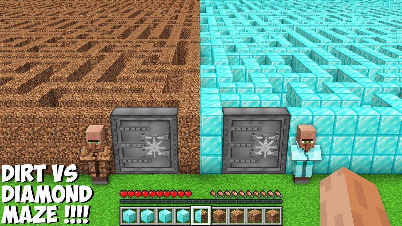 What is the BIGGEST MAZE TO CHOOSE DIRT VS DIAMOND in Minecraft ? SUPER SECRET MAZE !