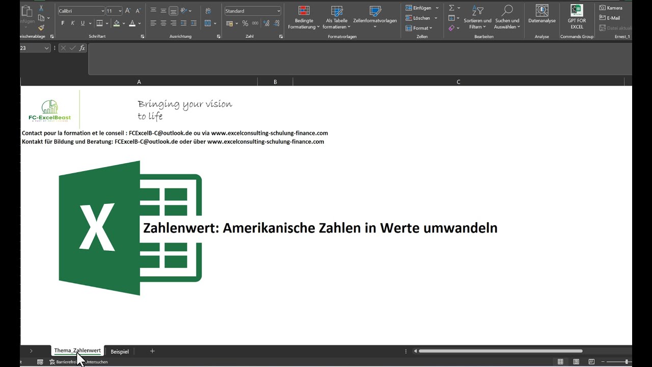 ZAHLENWERT / ZAHLENFORMAT in Excel: Konvertieren Sie m&uuml;helos vom amerikanischen zum deutschen Format