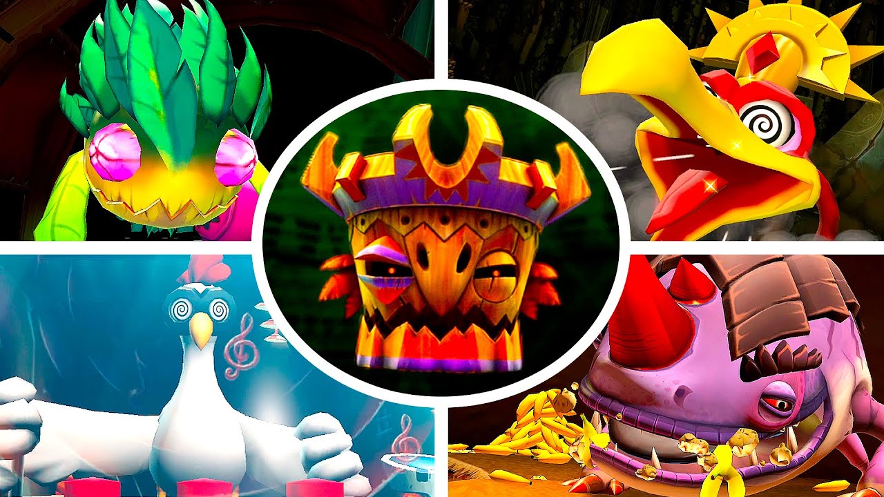 Donkey Kong Country Returns HD - All Bosses (HD)