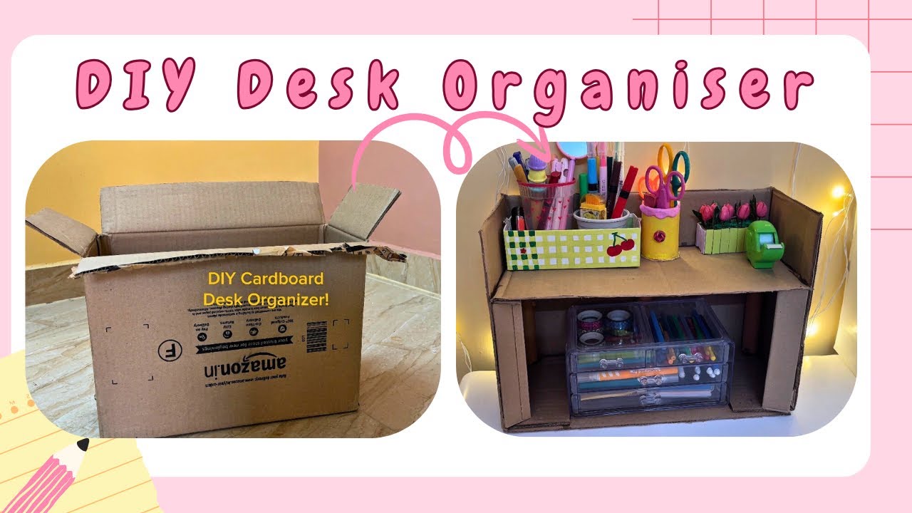 Turn Cardboard 📦 into a Desk Organizer ✨😍 | Easy DIY at Home