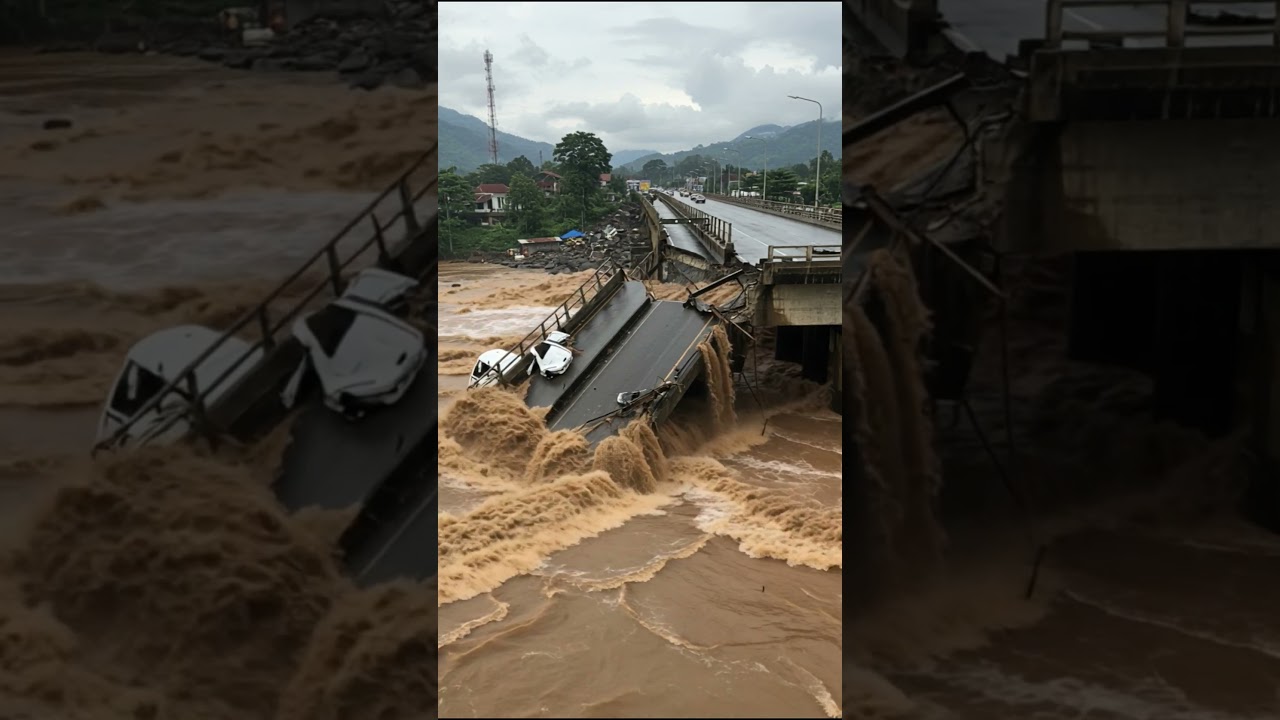Detik Detik Jembatan Utama Ambruk Diterjang Banjir Bandang!!!