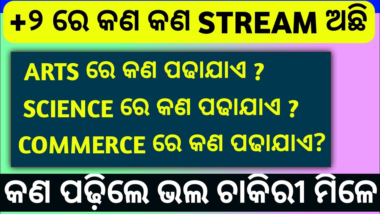+2 Stream And Subject Odisha, Arts Subject Details, Science Subject Details,Commerce Subject Details
