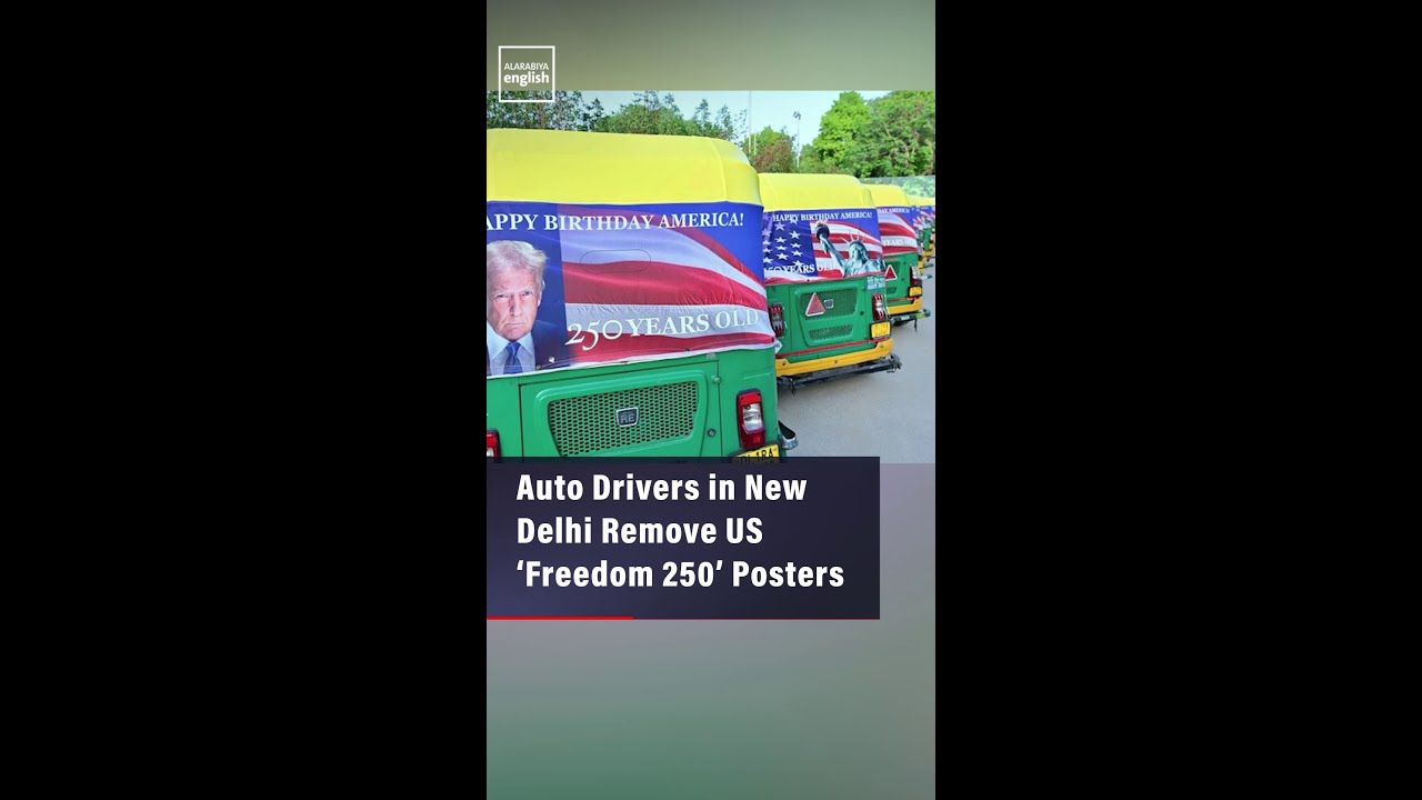 Auto Drivers in New Delhi Remove US &lsquo;Freedom 250&rsquo; Posters