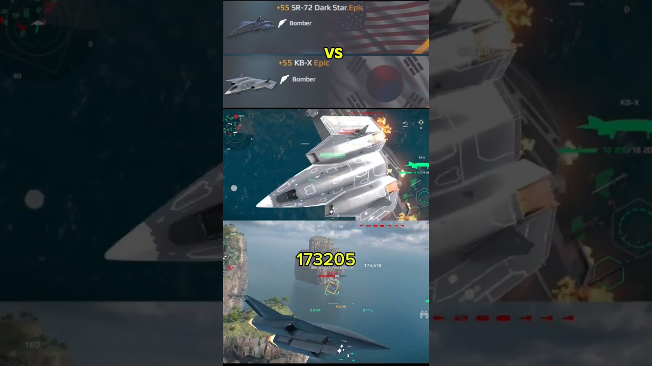 SR-72 Dark Star vs KB-X -Burst Damage comparison-Modern Warship