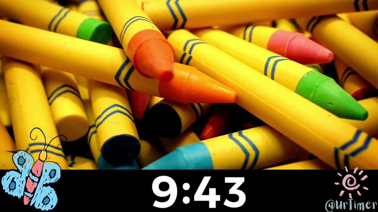 10 Minute Timer for Art Classroom Crayon with Bright Music!