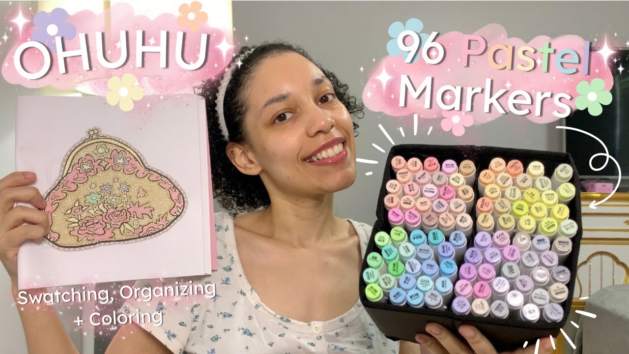 Пастельные маркеры Ohuhu 96 🌸 Образцы, организация и раскрашивание вместе со мной ✨