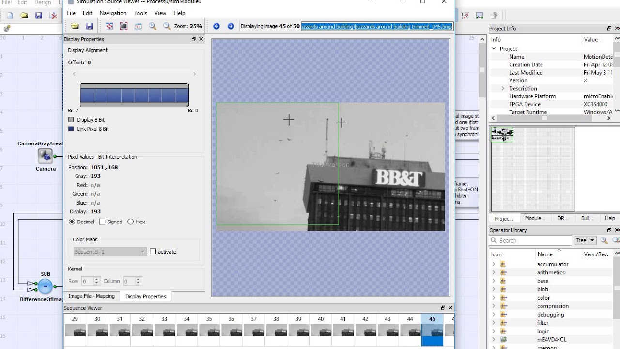 Motion Detection and Rolling Average Examples using Visual Applets