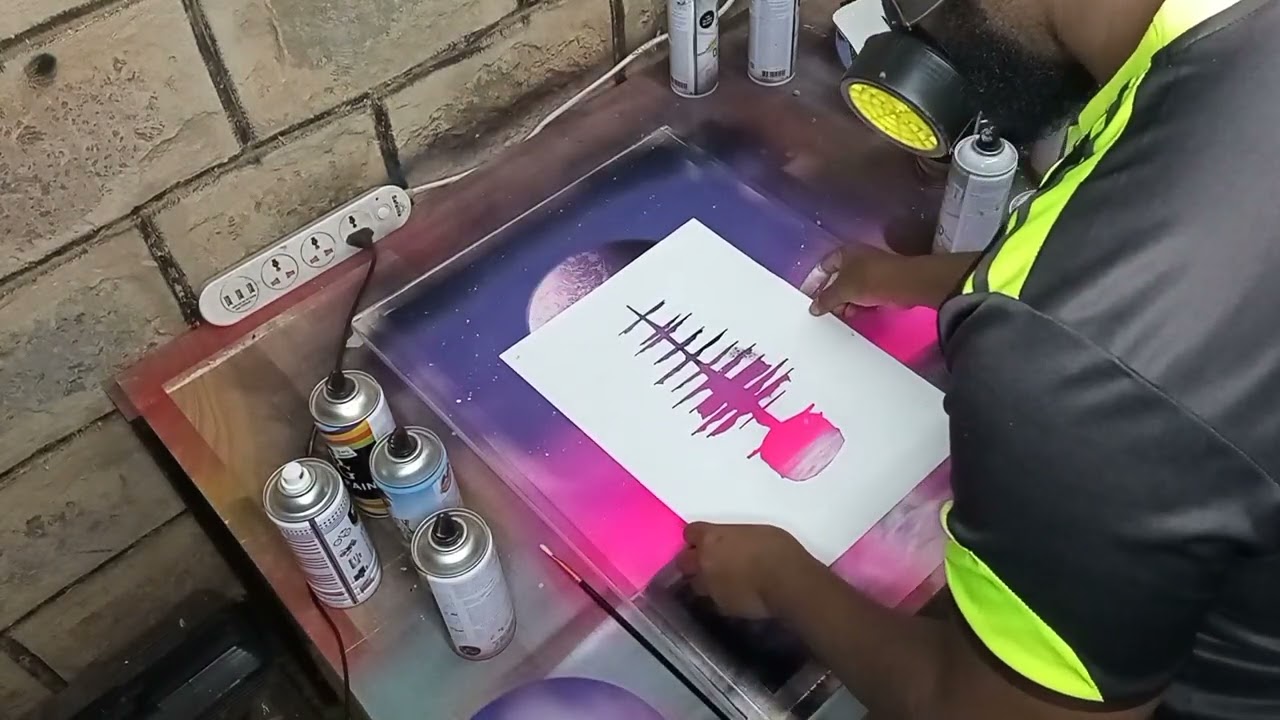 PURPLE PIRATE SHIP SPRAY PAINT ART