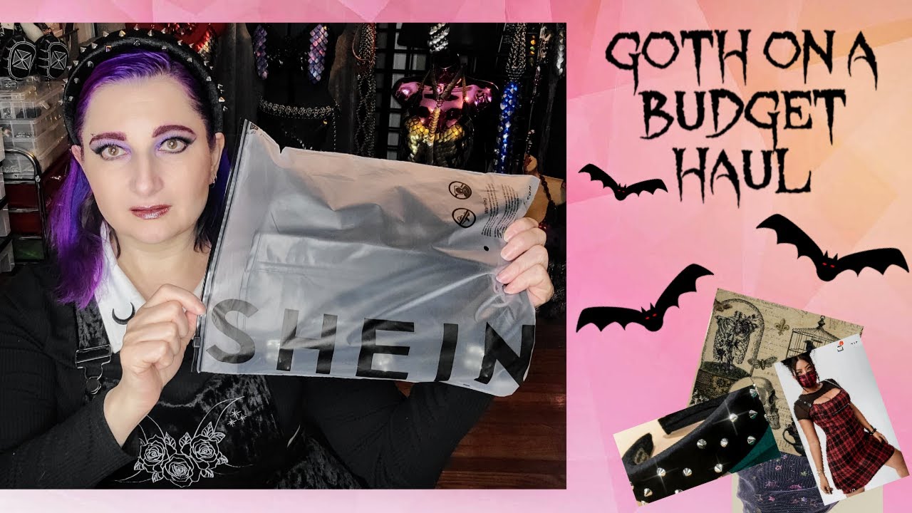 Goth on a Budget SHEIN GOTHIC CLOTHING HAUL TRY ON accessories clothes home 💜🦇💜