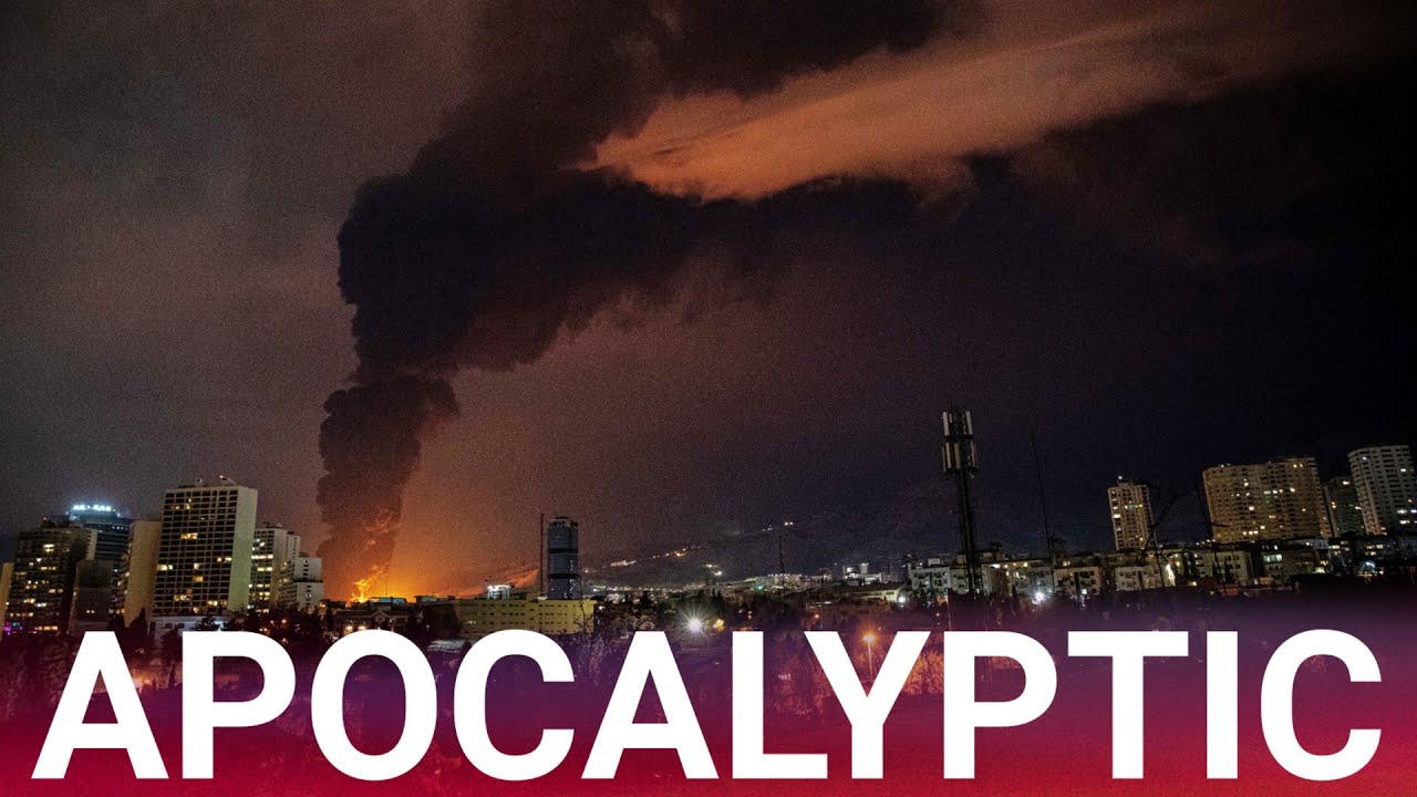 Black rain falls as Iran's night sky lights up following devastating strikes on oil depots