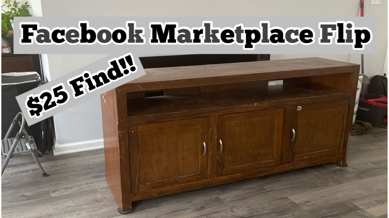 TV STAND MAKEOVER / FACEBOOK MARKETPLACE FLIP / MODERN FURNITURE FLIP / GRASSCLOTH CONTACT PAPER