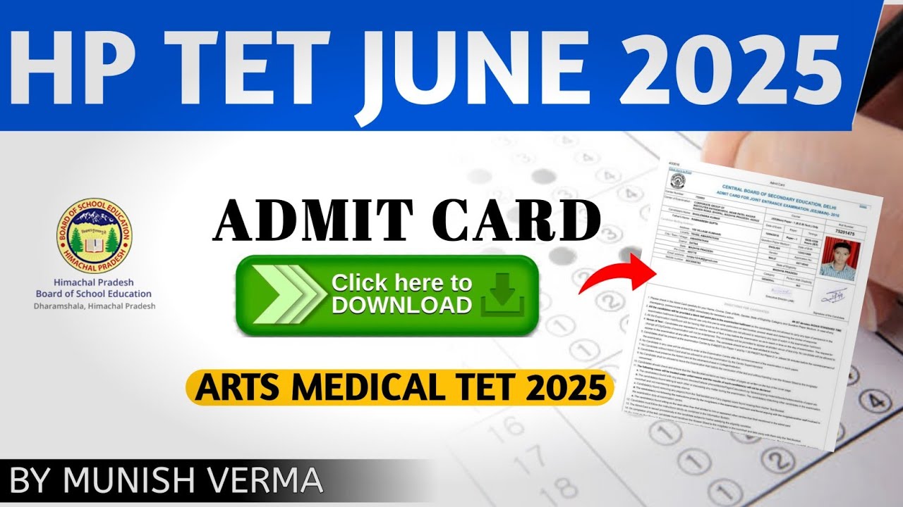 HP TET JUNE 2025 ADMIT CARD ARTS MEDICAL TET JBT NM MEDICAL LT TET