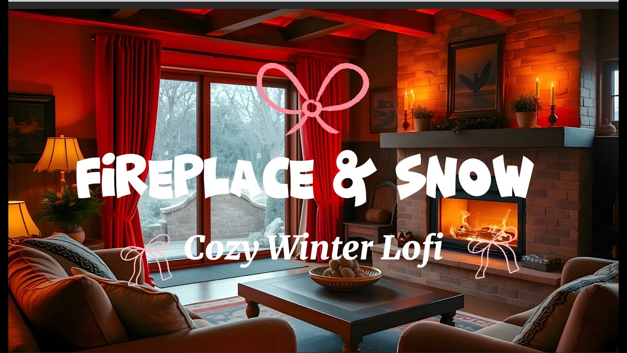 Cozy Winter Lofi ❄️ Fireplace & Snow Ambience for Studying,Relaxing& Focus