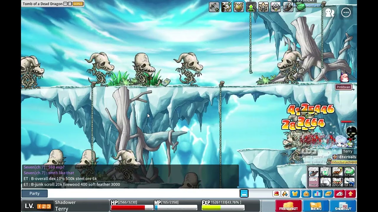 MapleStory Worlds Artale Asia Pacific Lv.123 Shadower grinding skelegon - 1.37m Exp/10min 3.94%