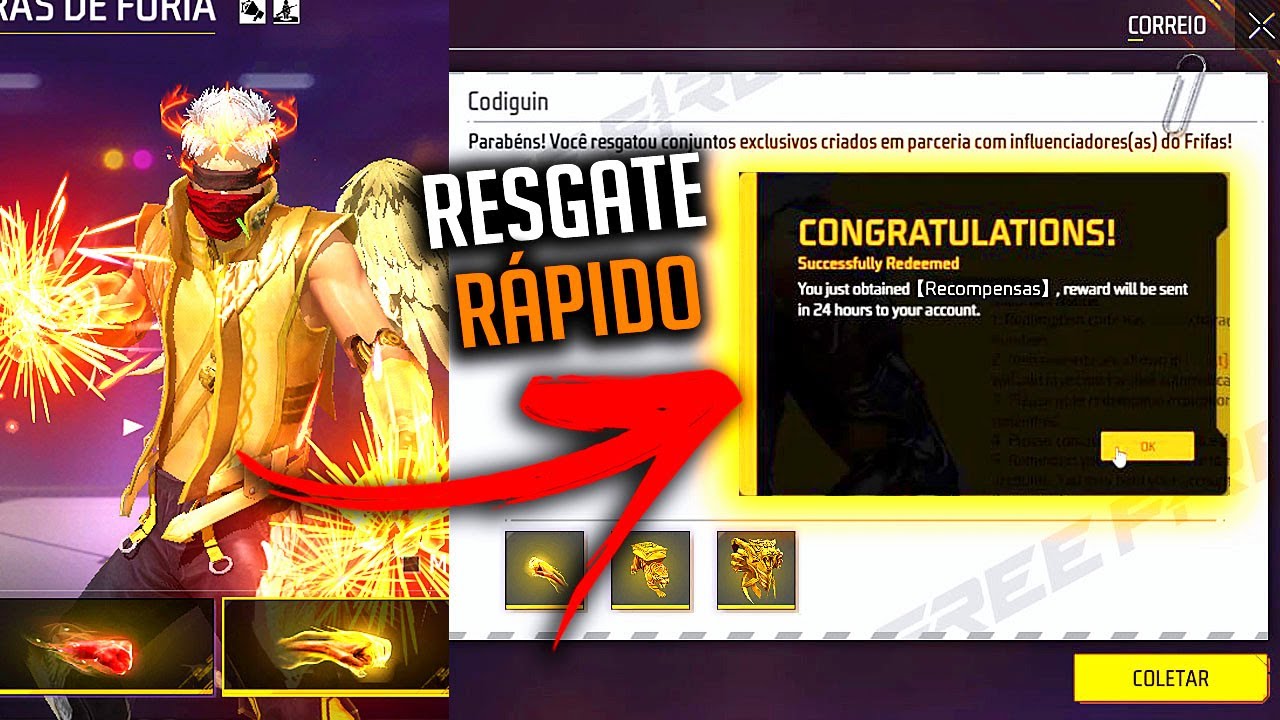 VAZOU! RESGATE GR&Aacute;TIS CODIGUIN PUNHO SOBERANO COMO RESGATAR CODIGO INFINITO NOVO 2025 FREE FIRE ff