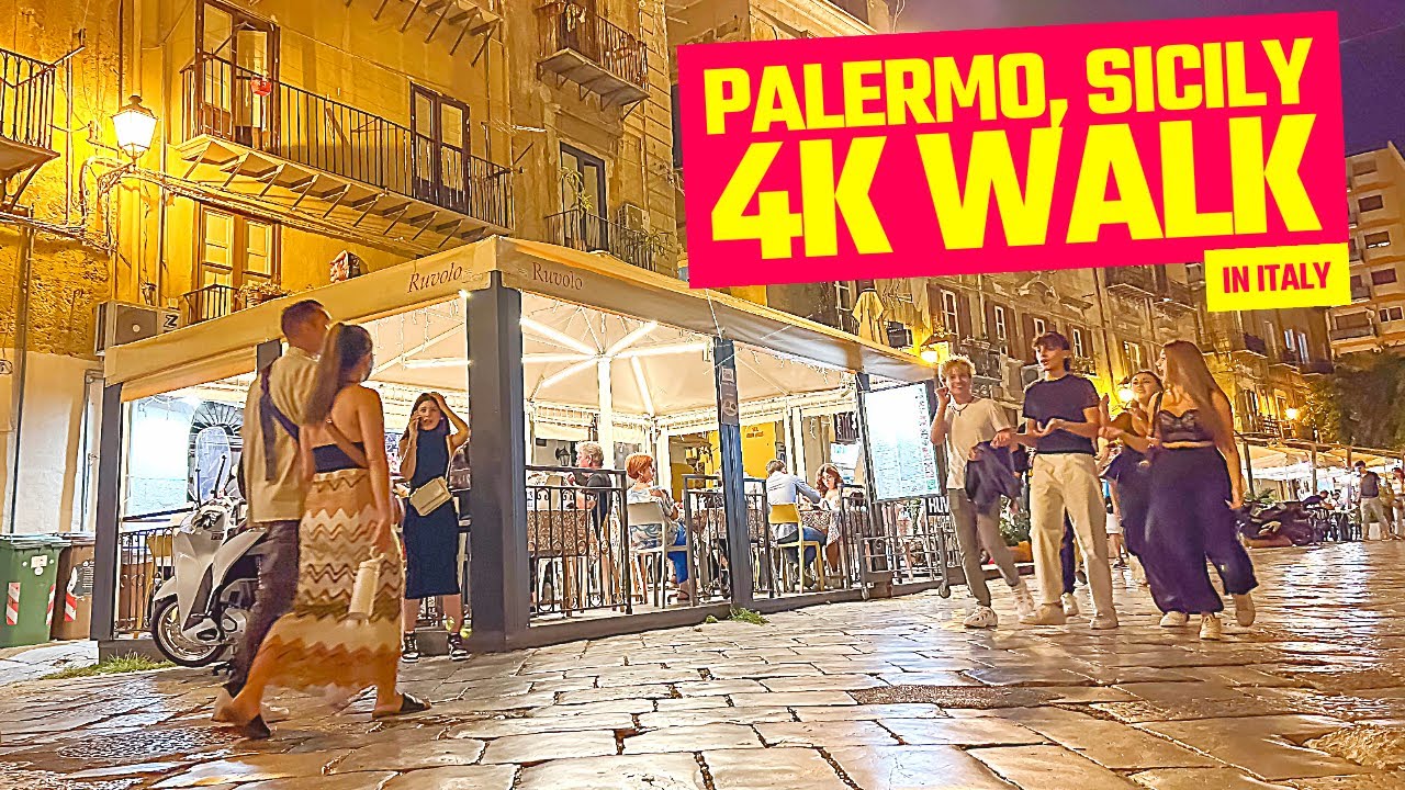 Palermo, Sicily - Italy 🇮🇹  4K night walking tour
