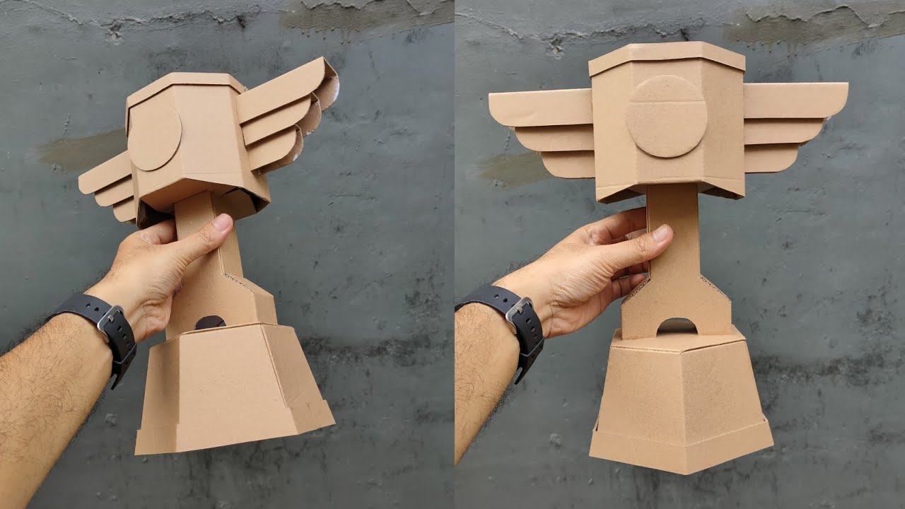 Piala untuk tema balapan dengan bentuk piston Dari Kardus. Proyek DIY