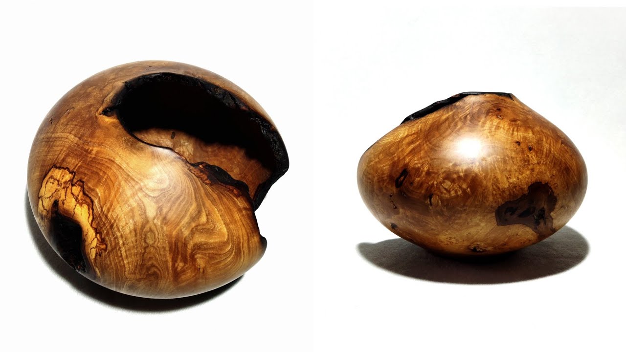 Woodturning:Turning the Pac-Man (Olive wood root)