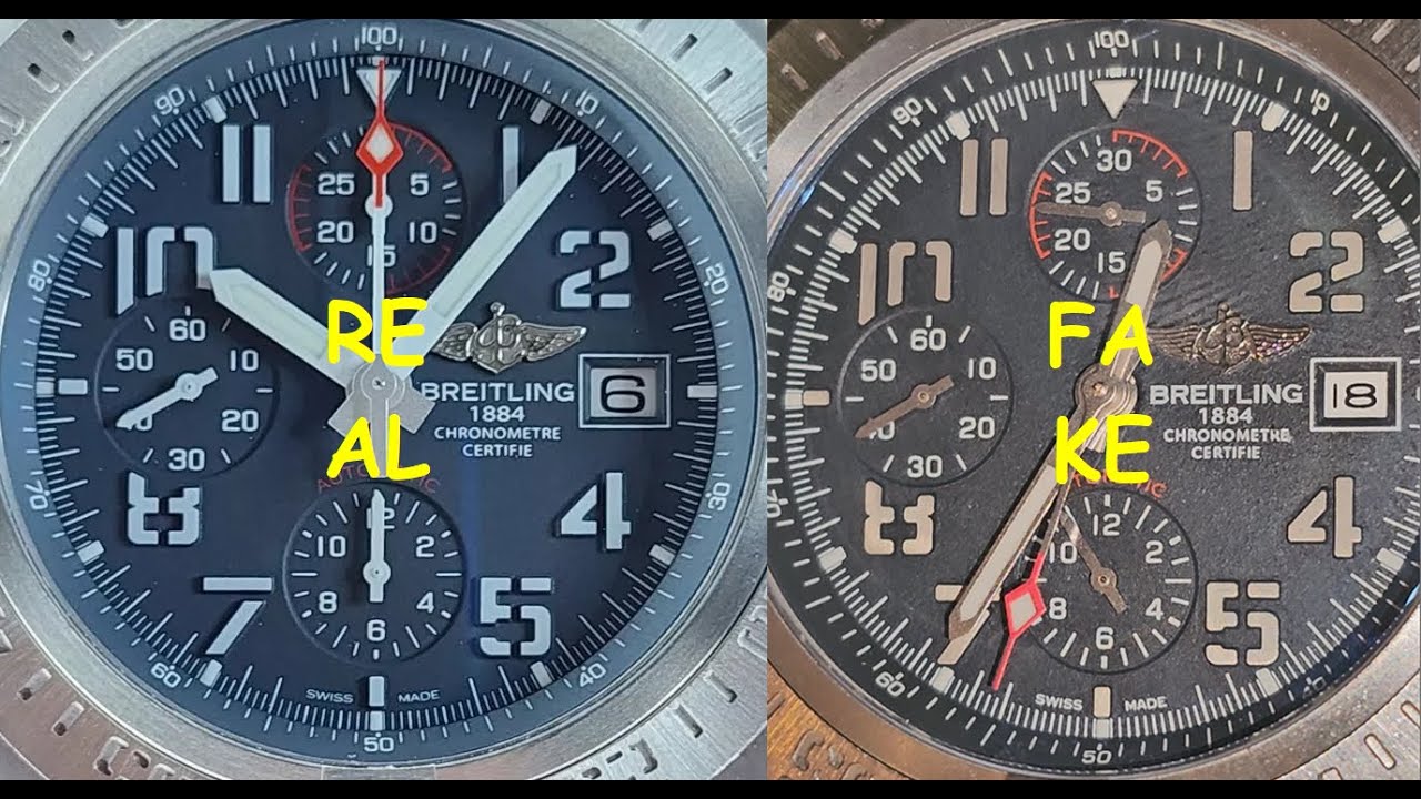 Real vs fake Breitling avenger wrist watch. How to spot fake Breitling avengers bandit watch
