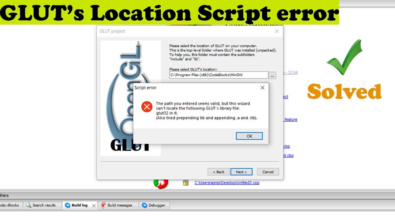How to setup GLUT with CodeBlocks on Windows 10