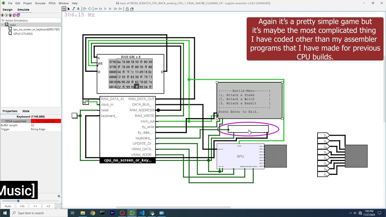8-BIT CPU from Logic Gates . (Rebuilt) (Program Showcase) Logisim Evolution