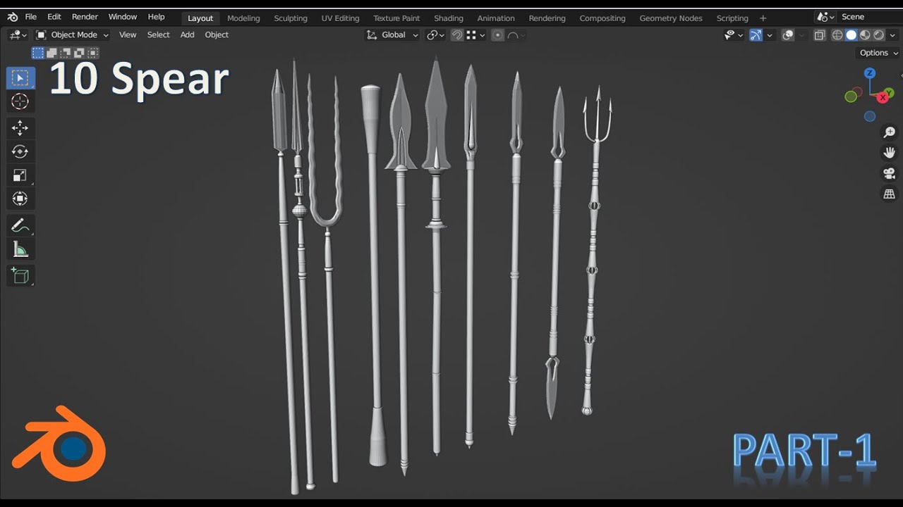 Best Antique Spear In Blender || Speedup modelling || Part-1