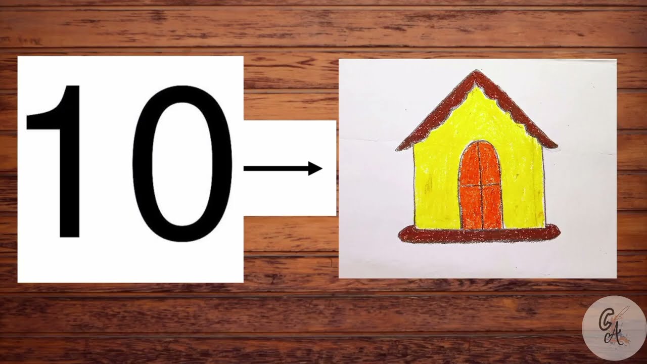 How To Draw A House With Number 10 || Very Easy @chandrimaarts 