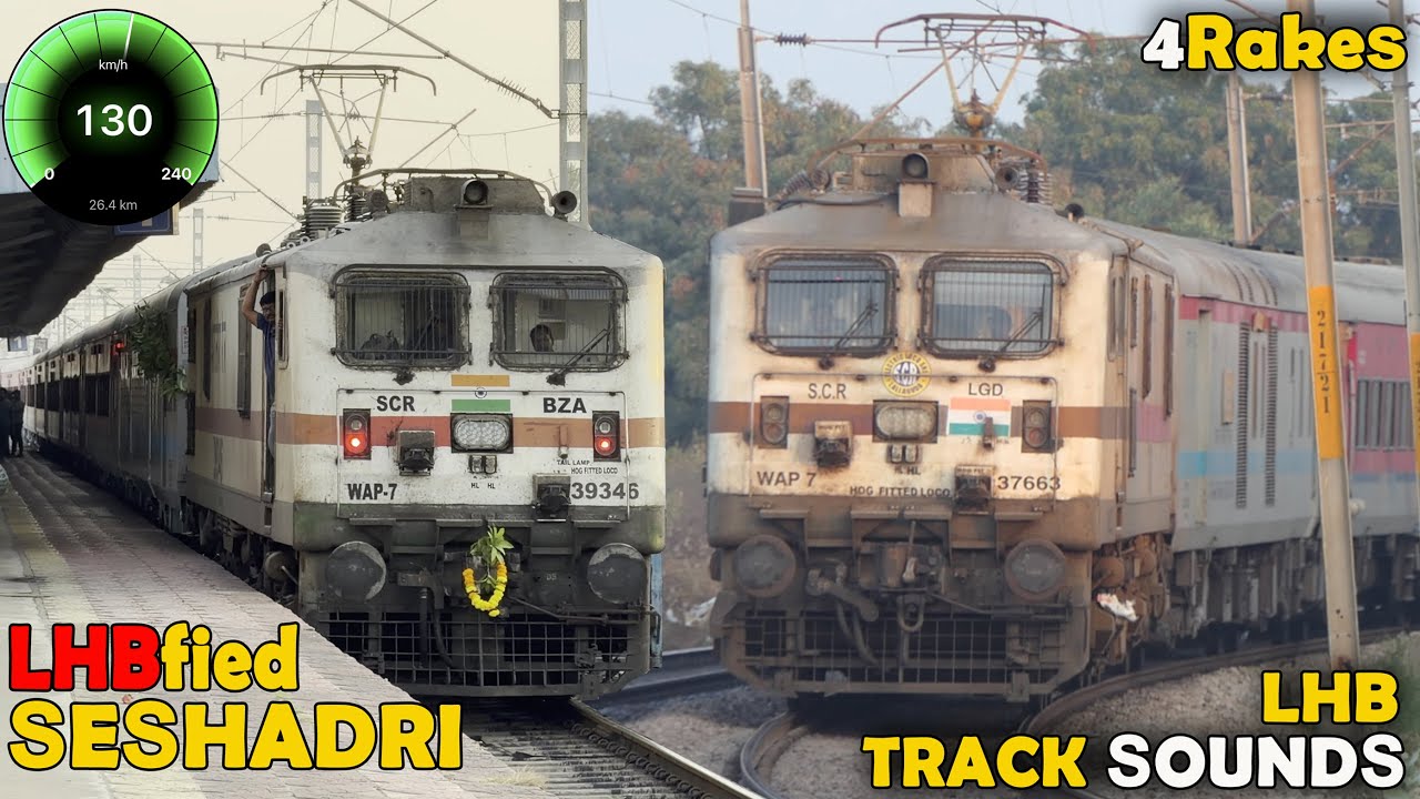 Brand NEWLY LHBfied SESHADRI 4 Rakes | LHB Track SOUNDS |130 Kmph Train JOURNEY |  | Indian Railways