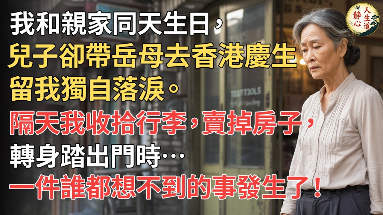 【我70歲】我和親家同天生日，兒子卻帶岳母去香港慶生，留我獨自落淚。隔天我收拾行李，賣掉房子，轉身踏出門時…一件誰都想不到的事發生了！【靜心人生道】