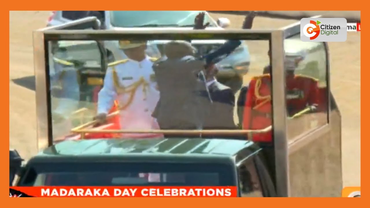 President Ruto takes lap around Masinde Muliro Stadium in official celebrations' vehicle