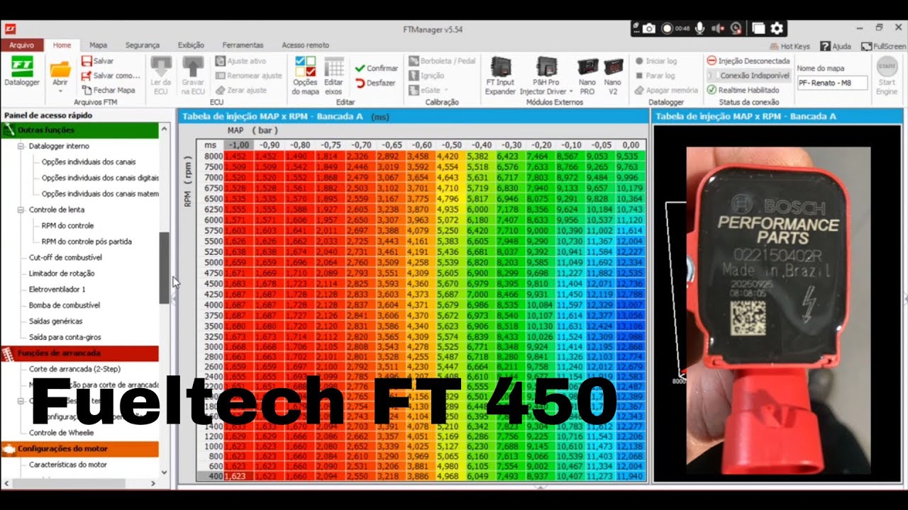 Saveiro 1.8 Fueltech FT450. Acerto a distância PF.