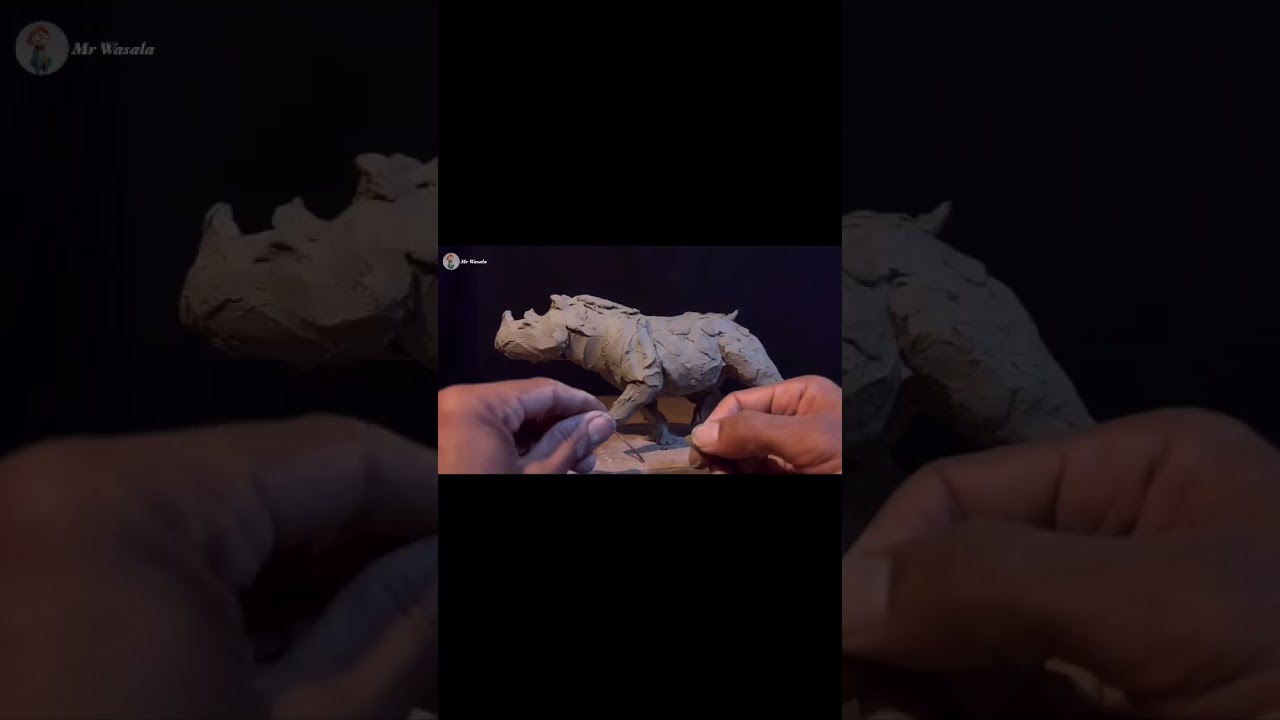 How to Sculpt a RHINO using water based clay -modeling part-3
