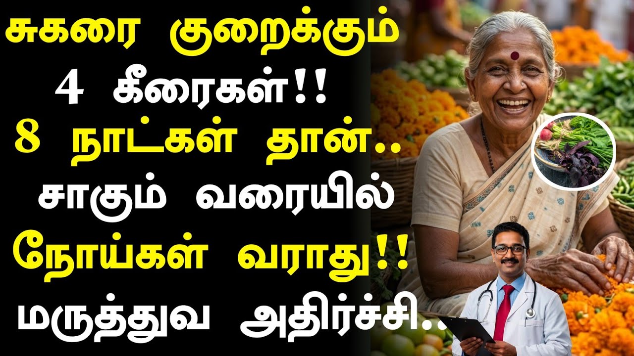 60 வயதில் சுகரை குறைக்கும் 4 கீரைகள்!😱| Diabetes tips in Tamil | Senior Health Tips in Tamil 