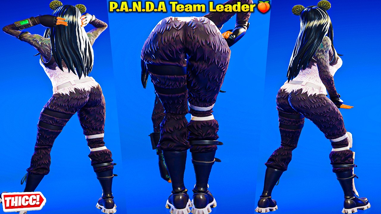 Fortnite Panda Team Leader Skin Showcase Thicc 🍑😍 Top Tiktok Emotes & Dances 😘 Hot Cute Furry Girl 😜