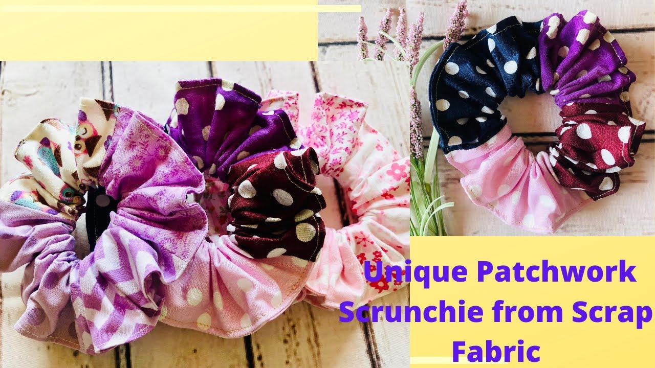 💐 How to Make an Unique Patchwork Scrunchie from Scrap Fabric