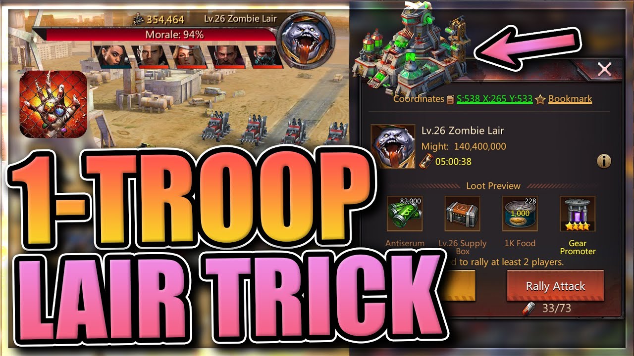 Simple trick for beating zombie lairs [1-troop technique in Puzzles and Survival] [Amazon Appstore]