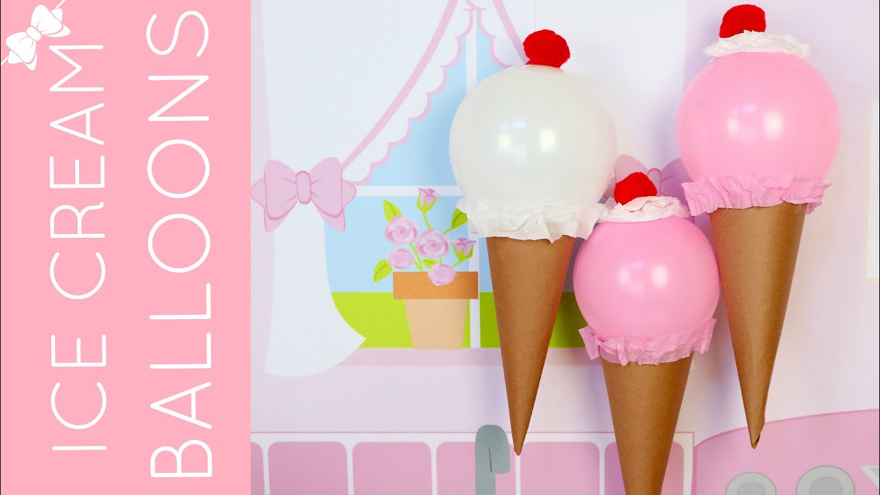 How To Make DIY Ice Cream Cone Balloons for Birthday Parties & Summer Fun // Lindsay Ann Bakes